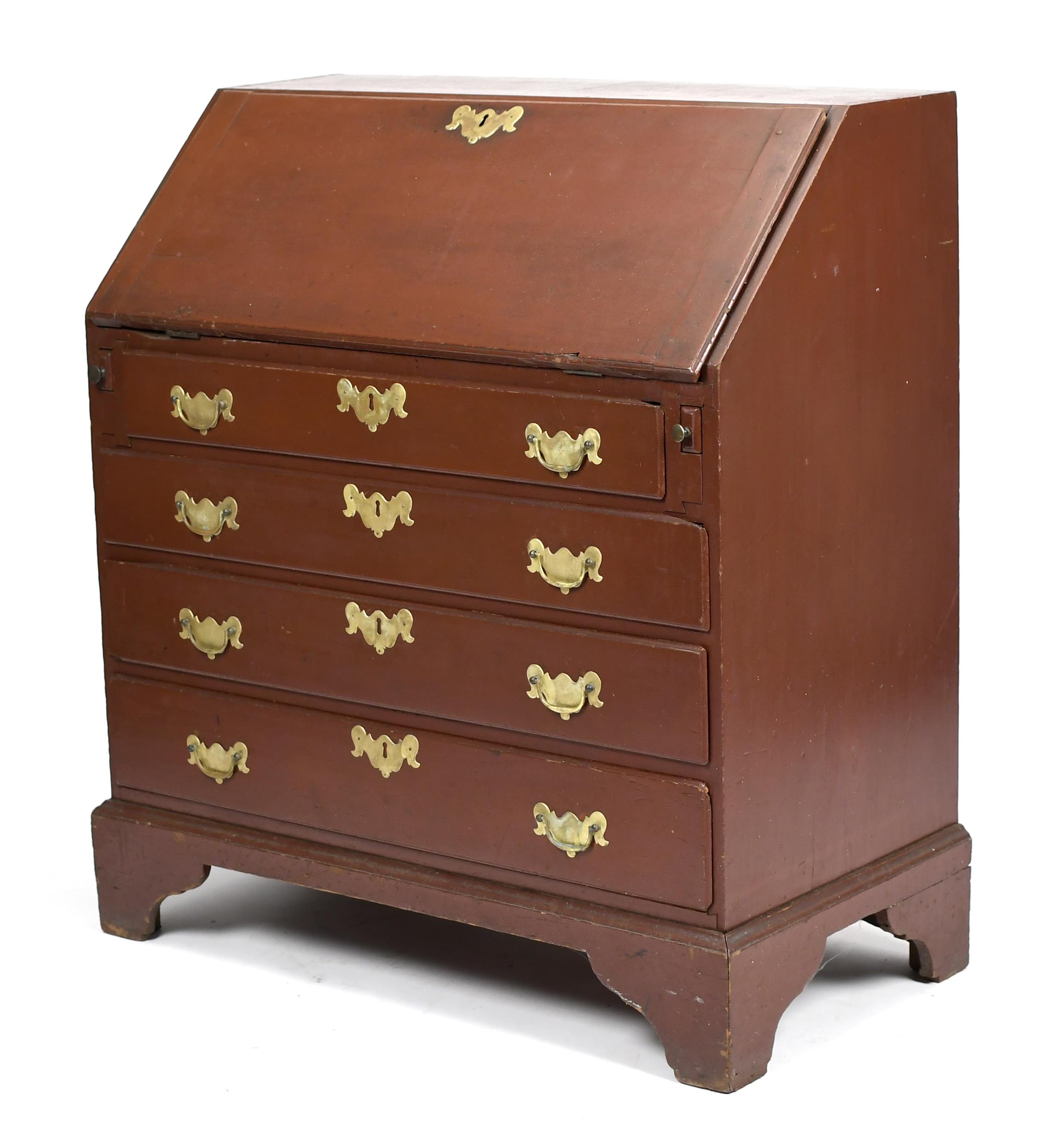18TH C. QUEEN ANNE RED PAINTED