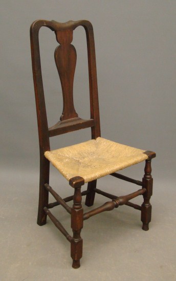 18th c. rush seat Queen Anne side
