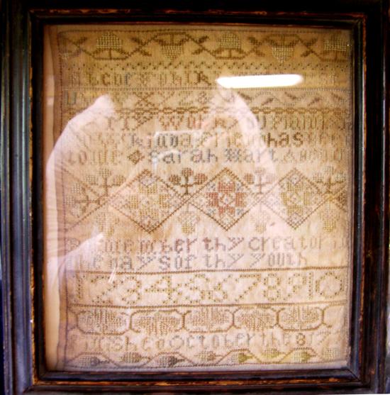 18th C. sampler by Sarah Hart
