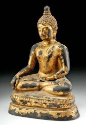 18TH C. THAI BRASS SEATED BUDD