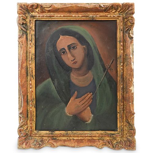 18TH CENT. MADONNA PAINTING ON