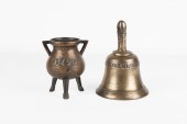 18TH CENTURY BRONZE CALDRON &