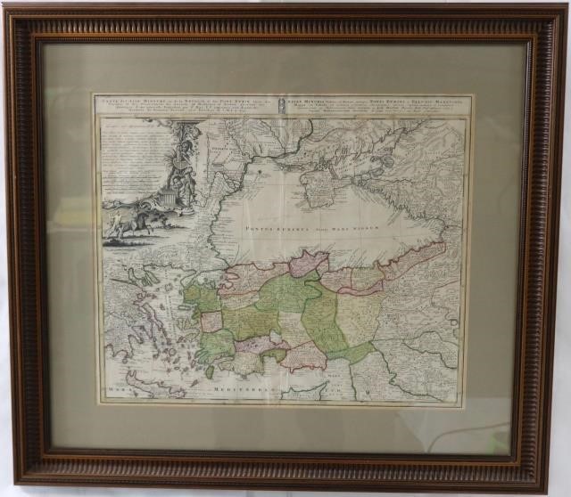 18TH CENTURY COLORED MAP OF THE