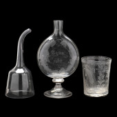 18TH CENTURY GLASS FLASK, FUNN