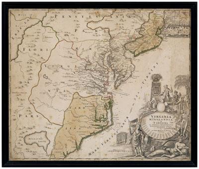 18th century map, eastern United