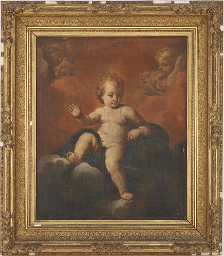 18TH CENTURY O/C STUDY OF A CHERUB,