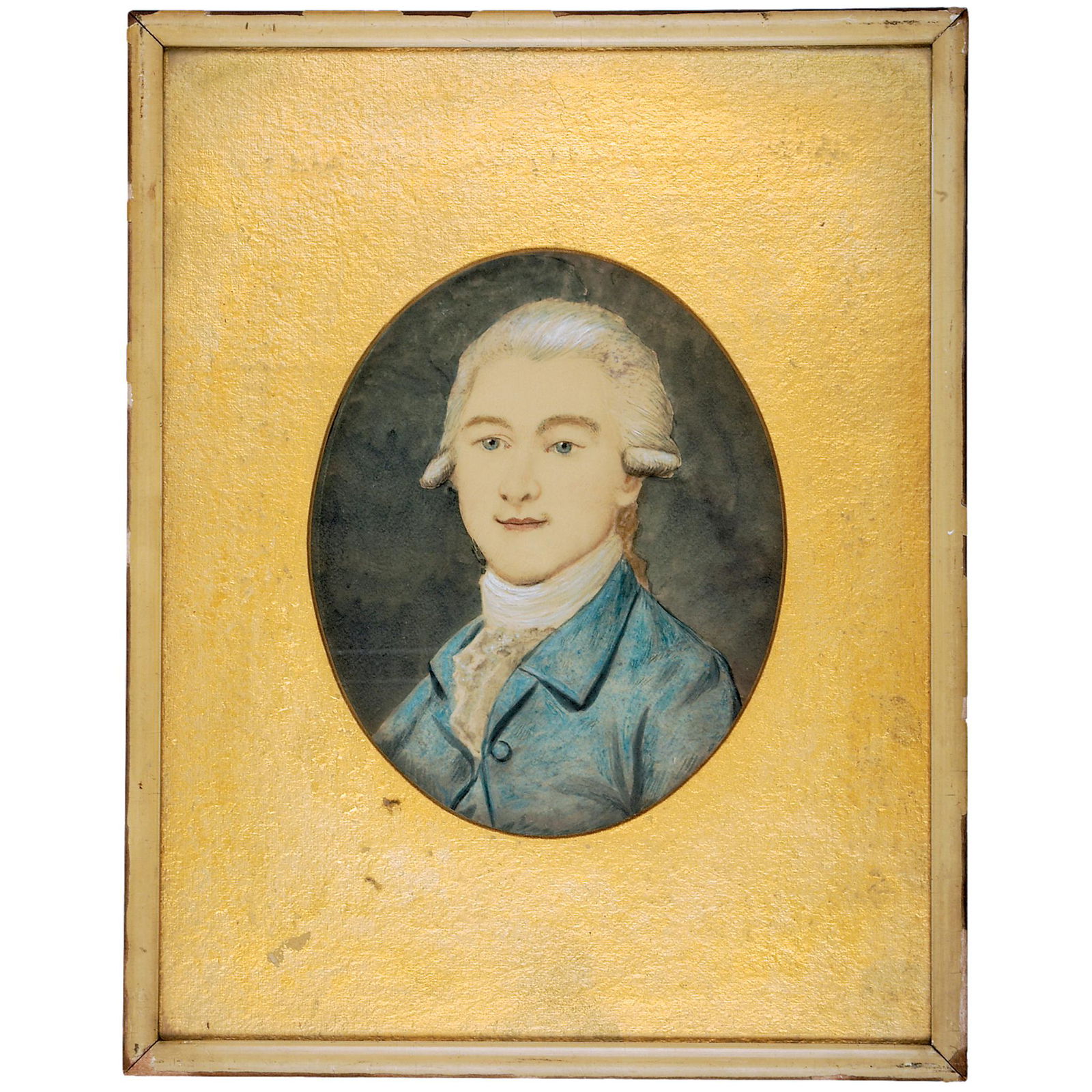 18TH CENTURY OVAL FRAMED WATERCOLOR