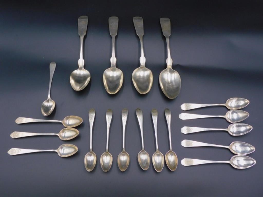 (19) AMERICAN COIN SILVER SPOONS.
