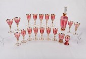 19 BOHEMIAN OVERLAY CUT GLASS