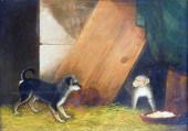 19 C. OIL ON ARTIST BOARD, DOG