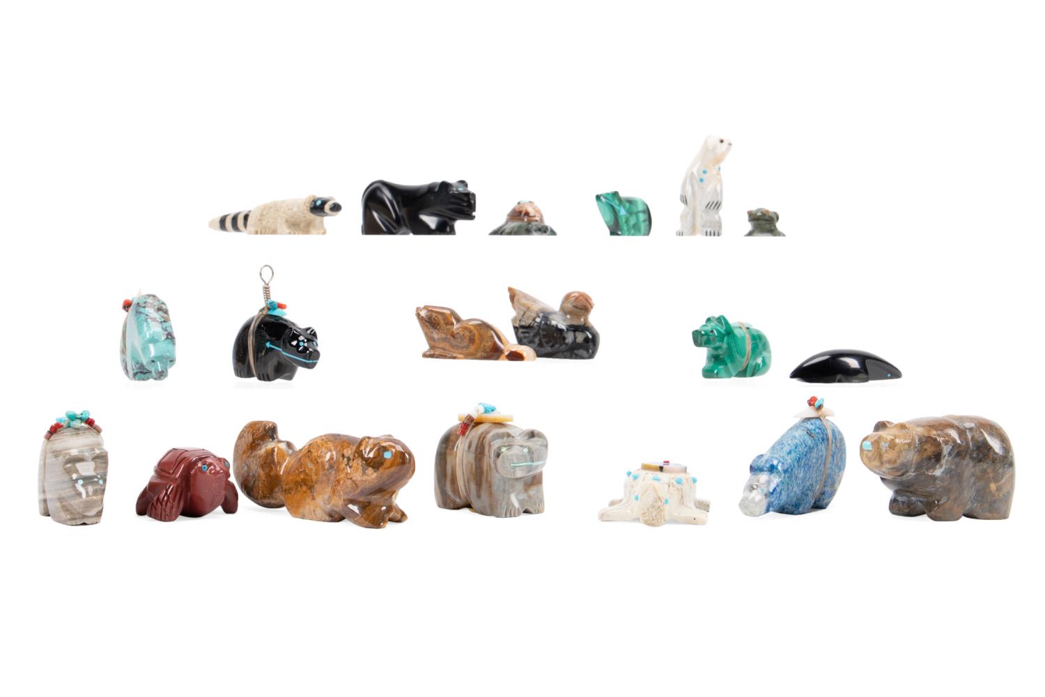 19 CARVED STONE NATIVE AMERICAN