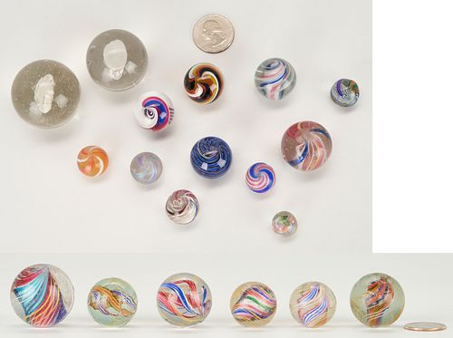 19 MARBLES, INCL. HANDMADE