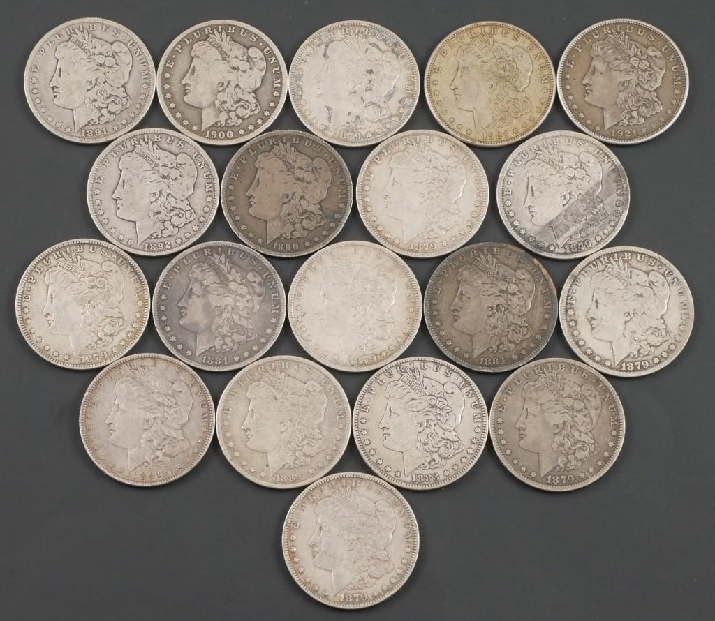 19 MORGAN SILVER DOLLARS, VARIOUS