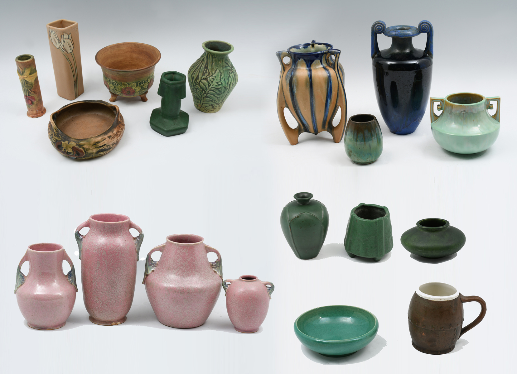 19 PC. POTTERY LOT: 1) Green glazed