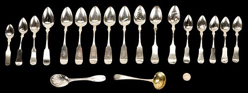 19 PCS. COIN SILVER FLATWARE, KY,