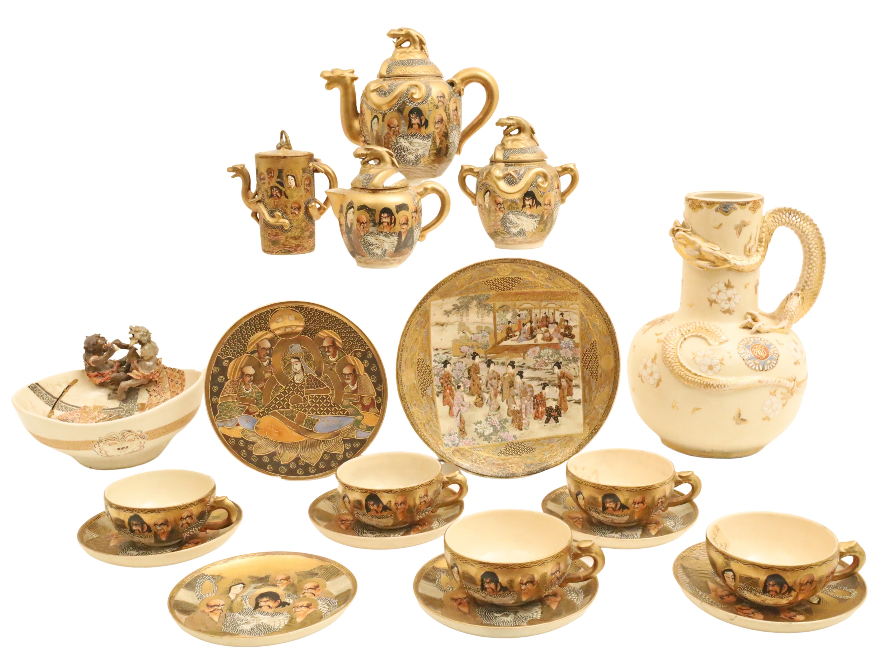 19 PCS OF ROYAL SATSUMA PORCELAIN