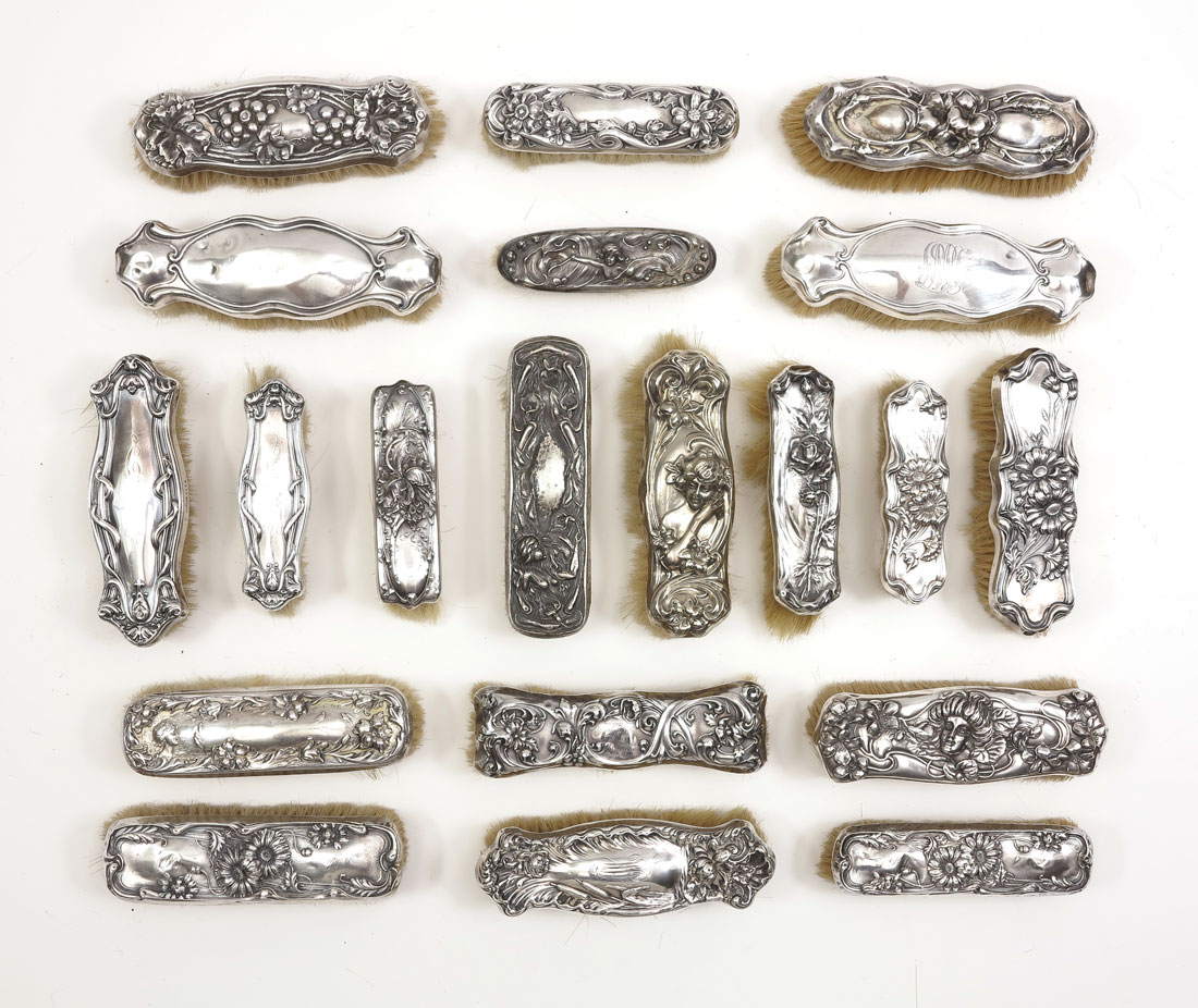 19 STERLING MOUNTED ART NOUVEAU