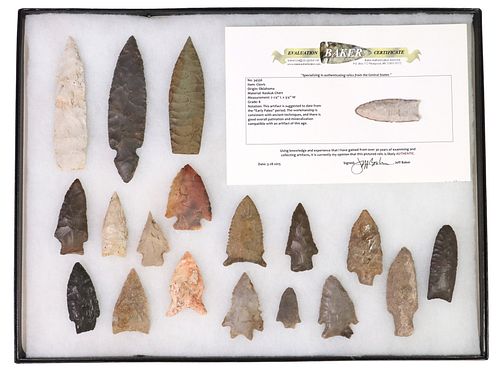 (19) STONE ARROWHEADS &AMP; SPEAR