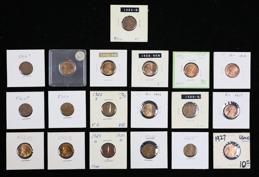 19 WHEAT PENNIES 1924-D1- 1916