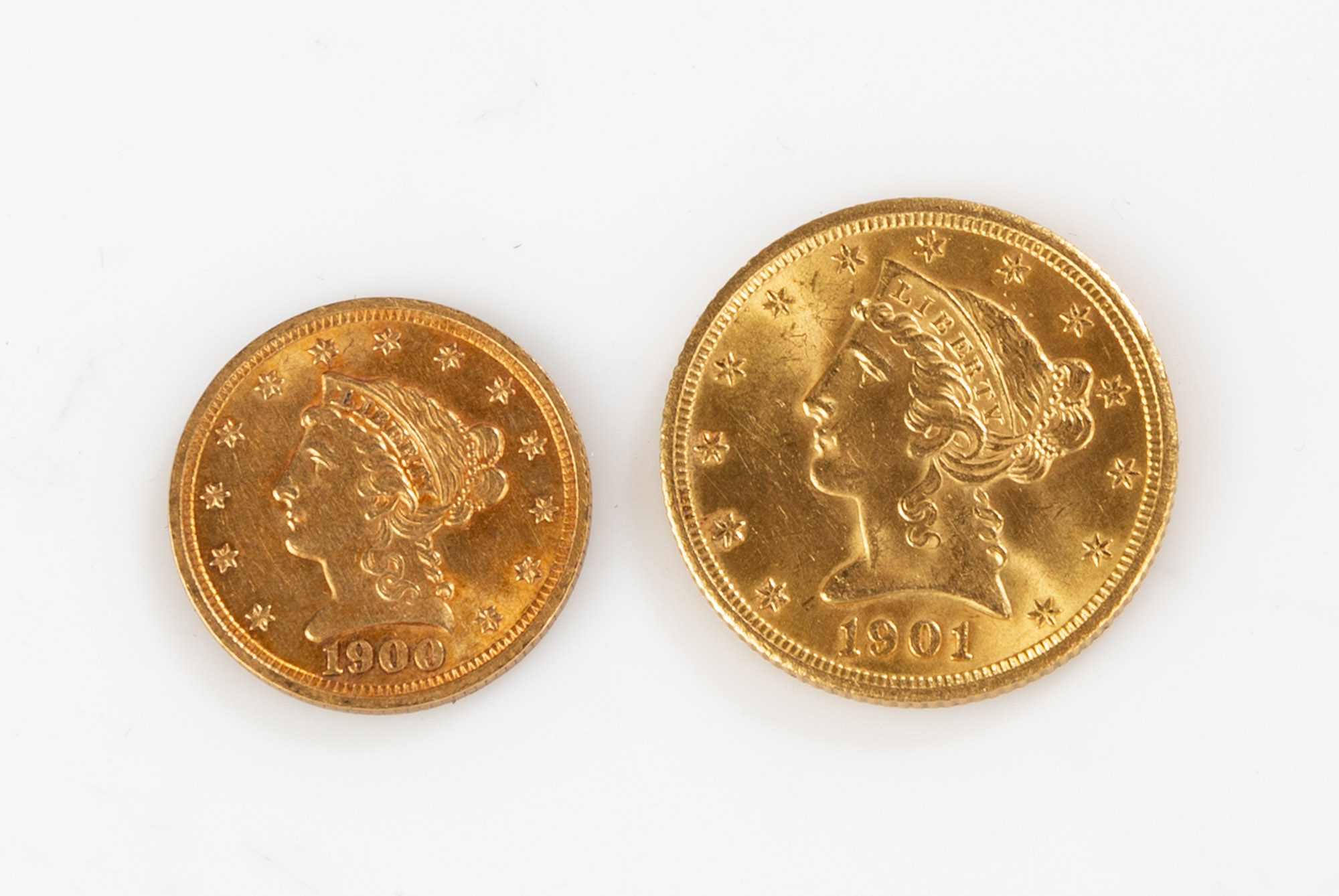 1900 $2 1/2 & 1901 $5 GOLD COINS