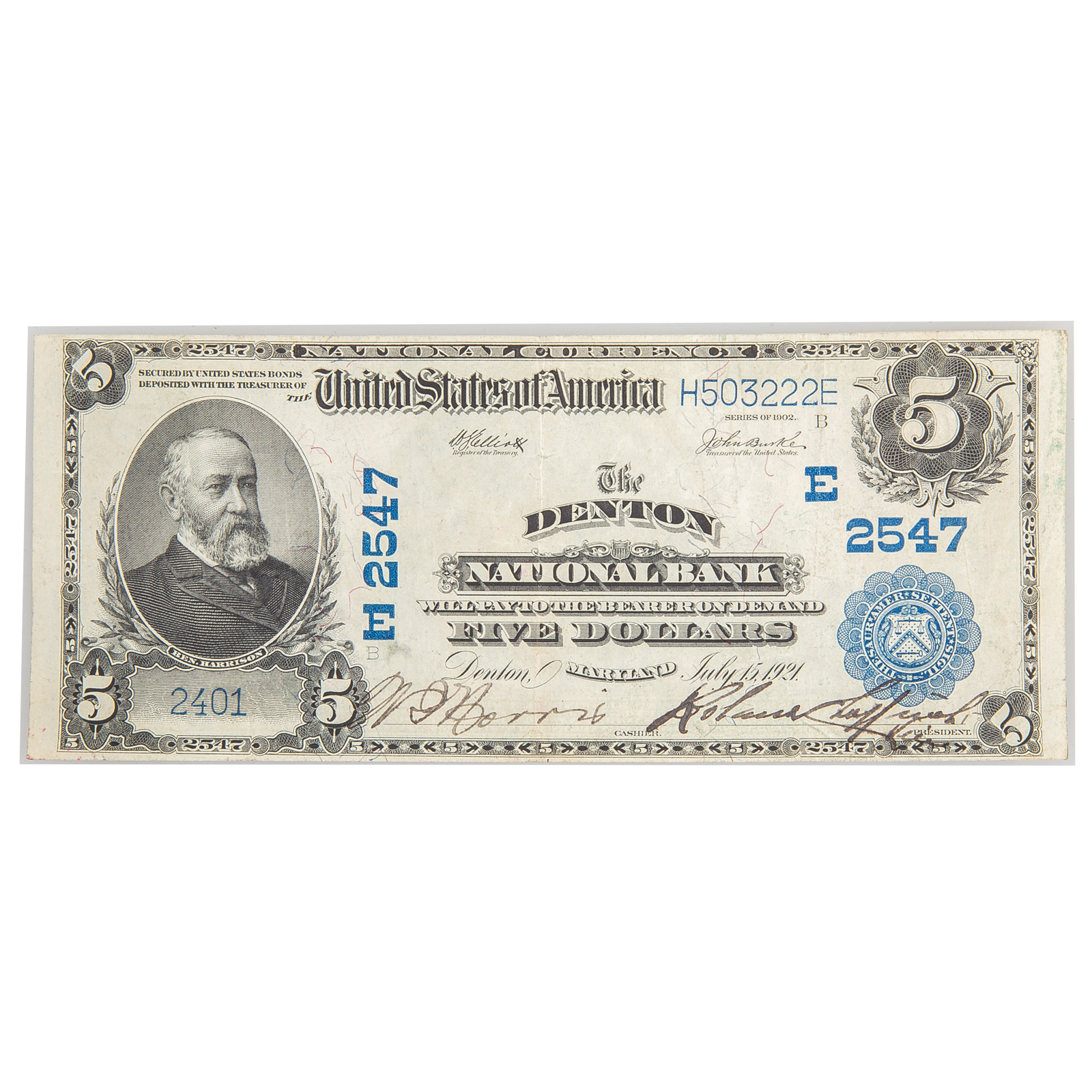 1902 $5PB CH 2547 DENTON NATIONAL