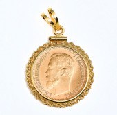 1903 5 ROUBLE GOLD COIN IN 14K