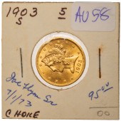 1903-S $5 GOLD LIBERTY HALF EA