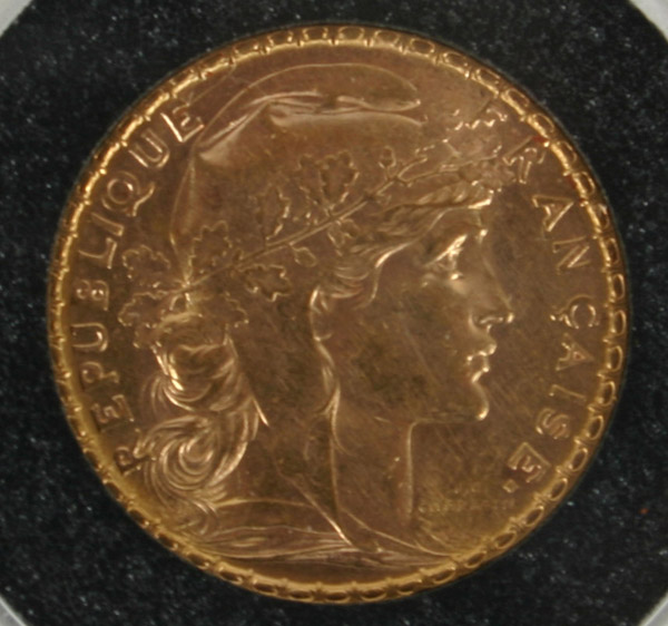 1905 Gold French 20 Francs Coin