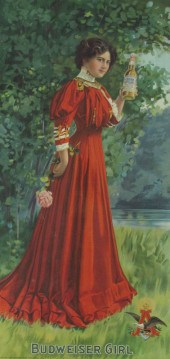 1907 BUDWEISER GIRL CHROMOLITH