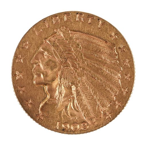 1908 GOLD INDIAN QUARTER