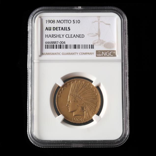 1908 INDIAN HEAD $10 GOLD EAGLE,