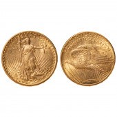 1908 NO MOTTO $20 ST. GAUDENS