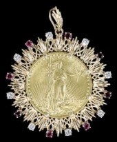 1908 ST GAUDENS $20 GOLD COIN,