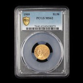 1909 $2.50 GOLD INDIAN HEAD 'Q