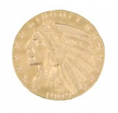 1909-D MS60 $5 INDIAN HEAD GOL