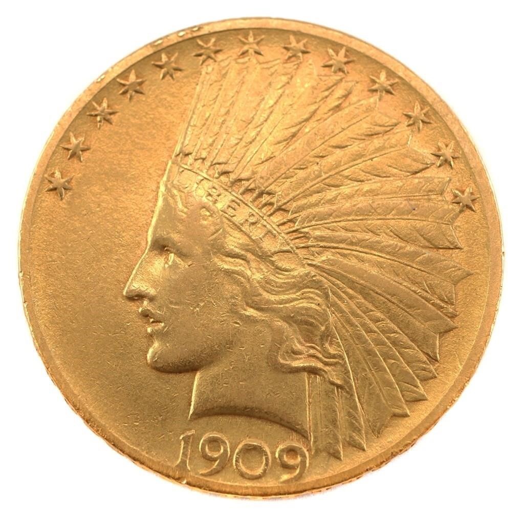 1909 US INDIAN HEAD $10 GOLD