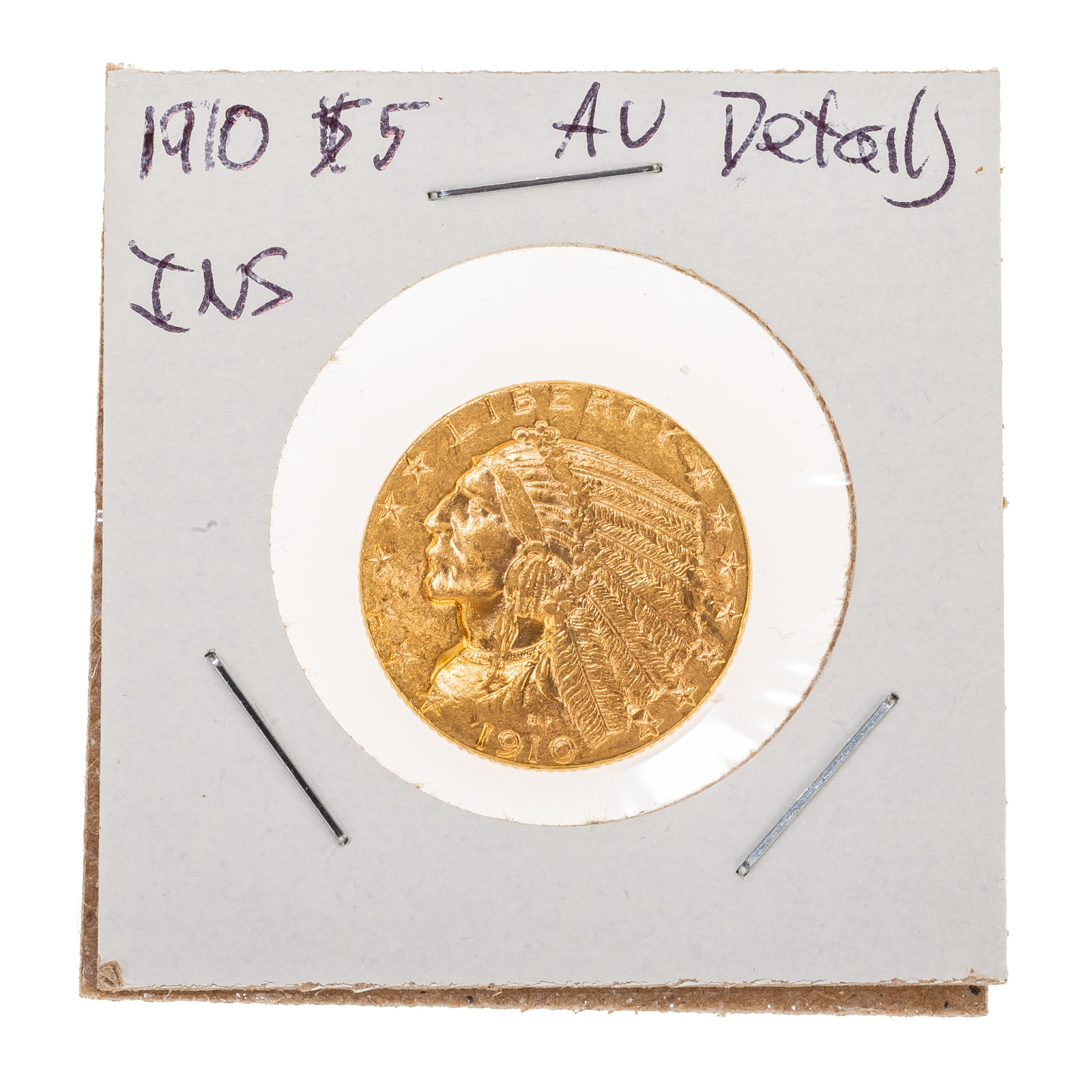 1910 $5 GOLD INDIAN CHOICE AU