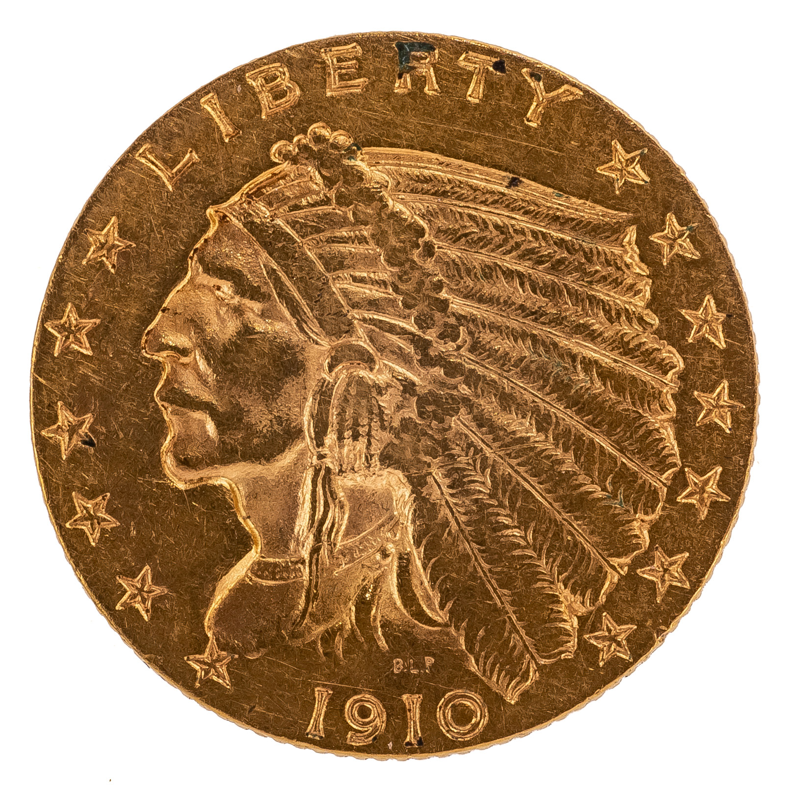 1910 INDIAN $2.5 QUARTER EAGLE XF .