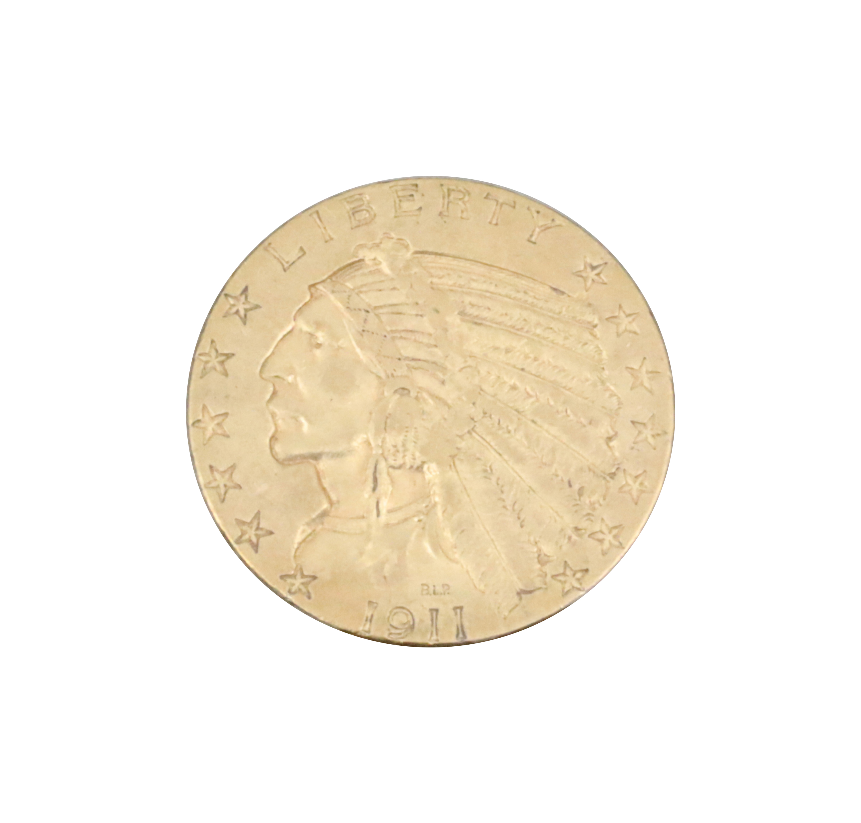 1911 AU53 $5 INDIAN HEAD GOLD