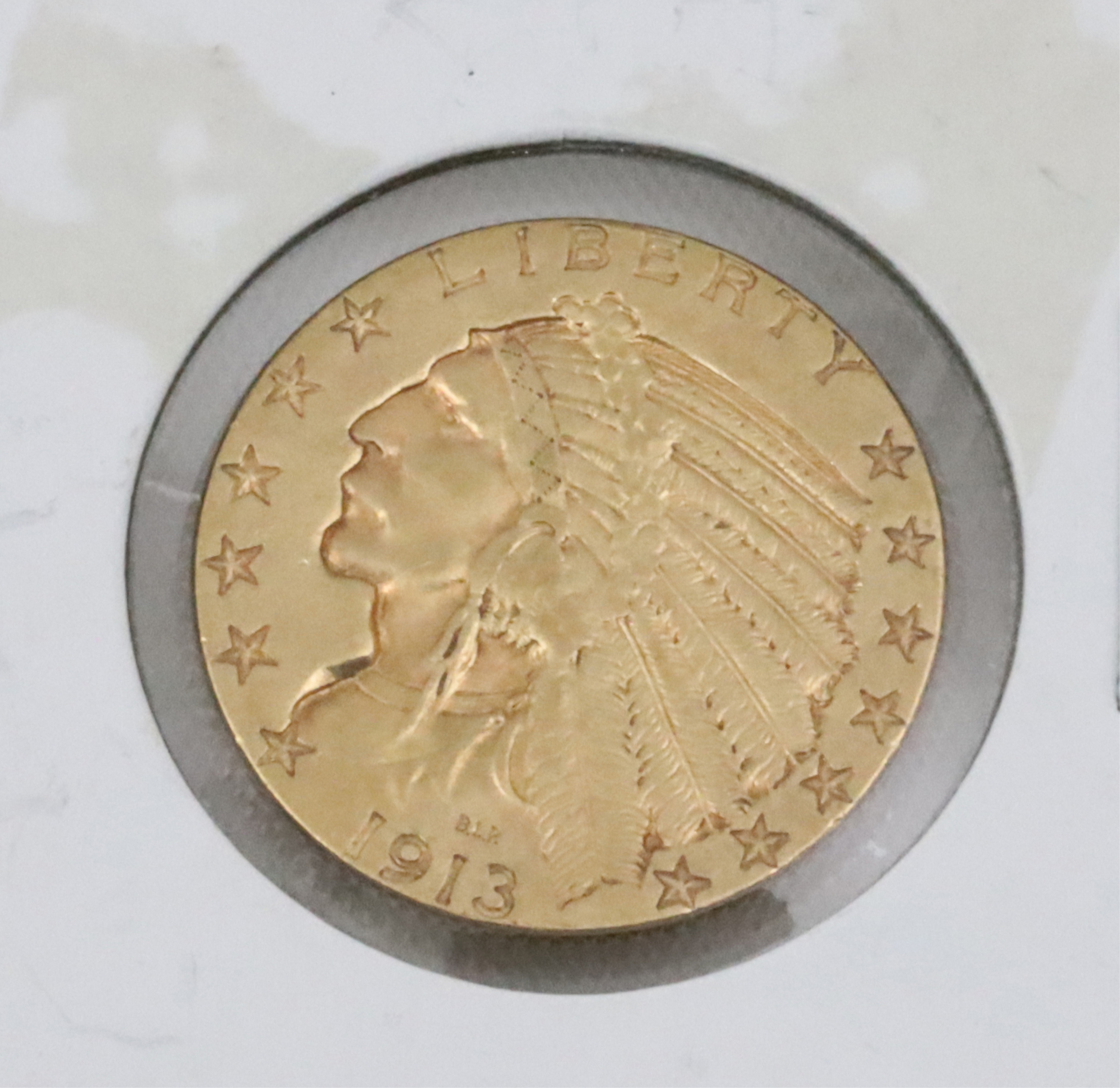 1913 AU53 $5 INDIAN HEAD GOLD