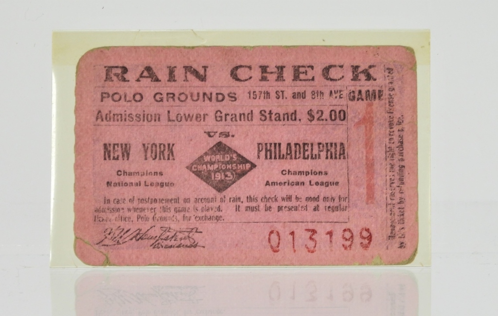 1913 BASEBALL WORLD SERIES RAIN