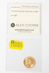 1913 FRENCH 20 FRANCS GOLD ROO
