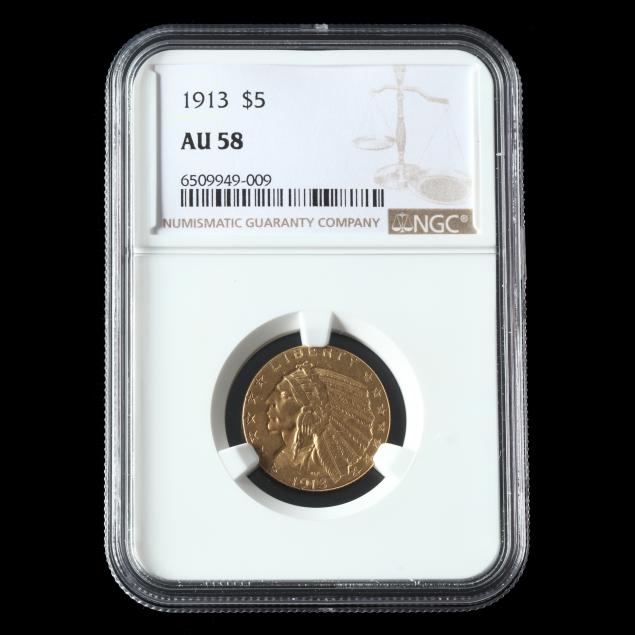 1913 INDIAN HEAD $5 GOLD HALF