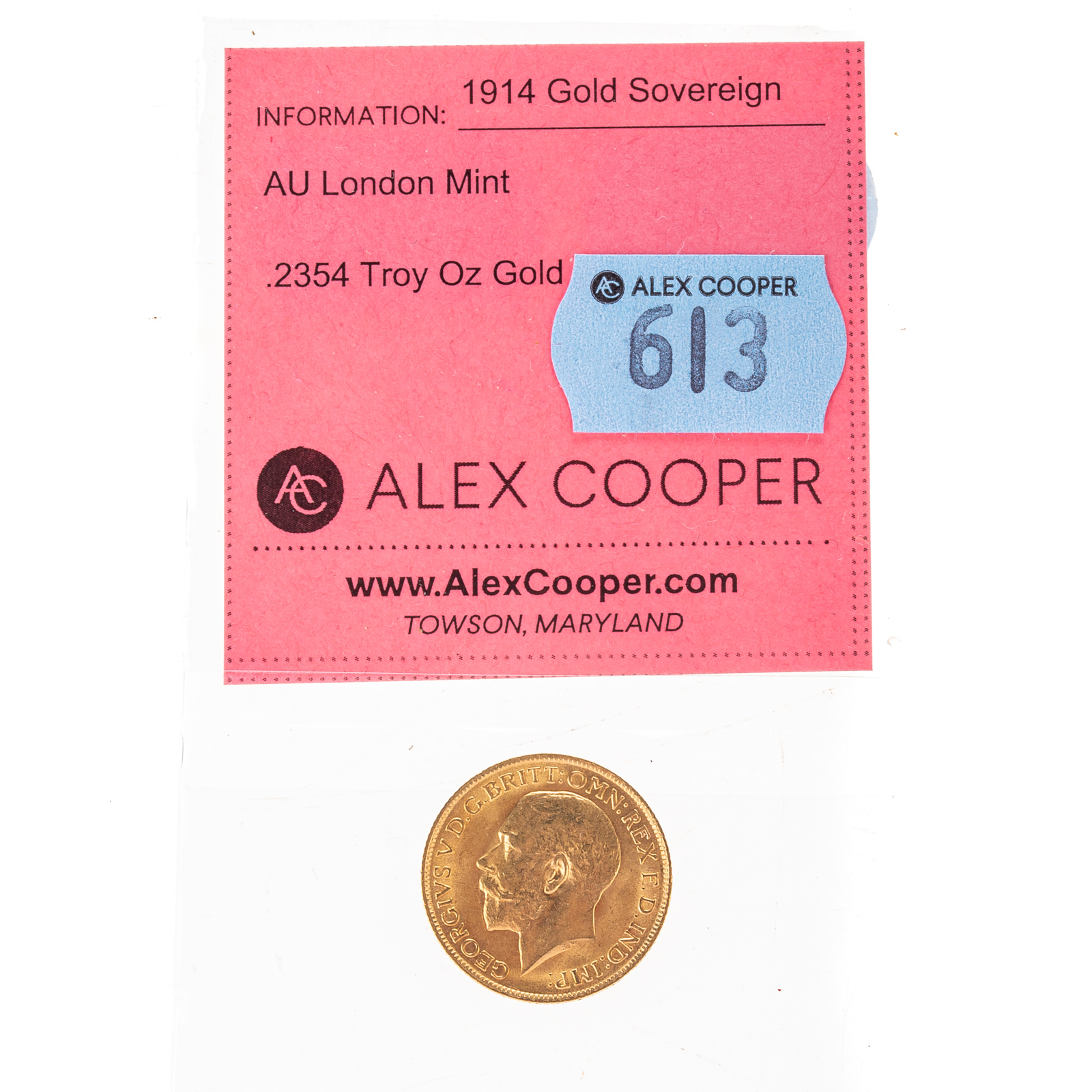 1914 GOLD SOVEREIGN AU LONDON