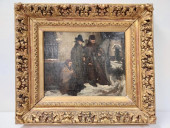 1914 OIL ON CANVAS FIGURES IN