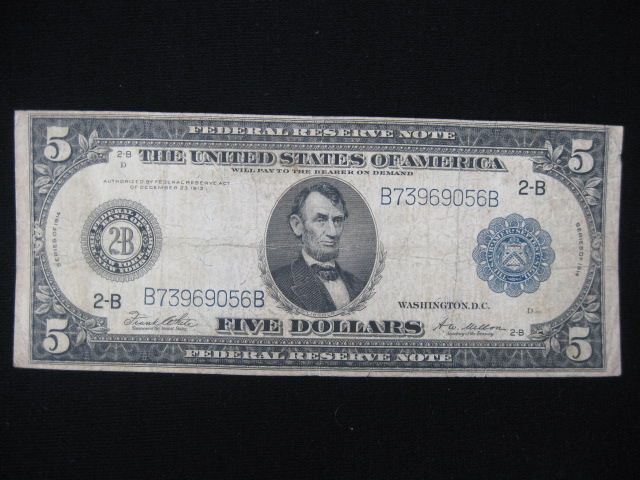 1914 U.S. $5.00 Federal Reserve