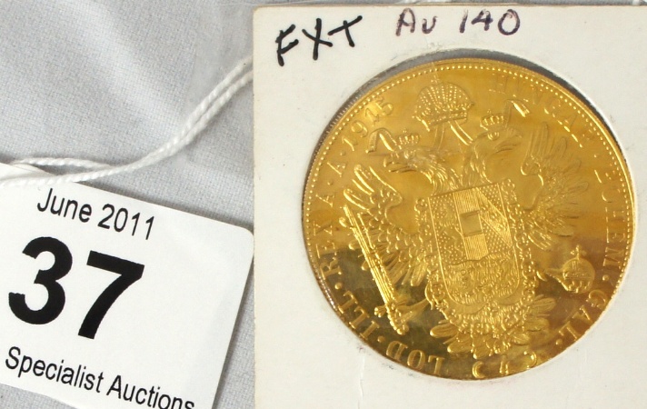 1915 Gold Austrian Four Ducaps Coin