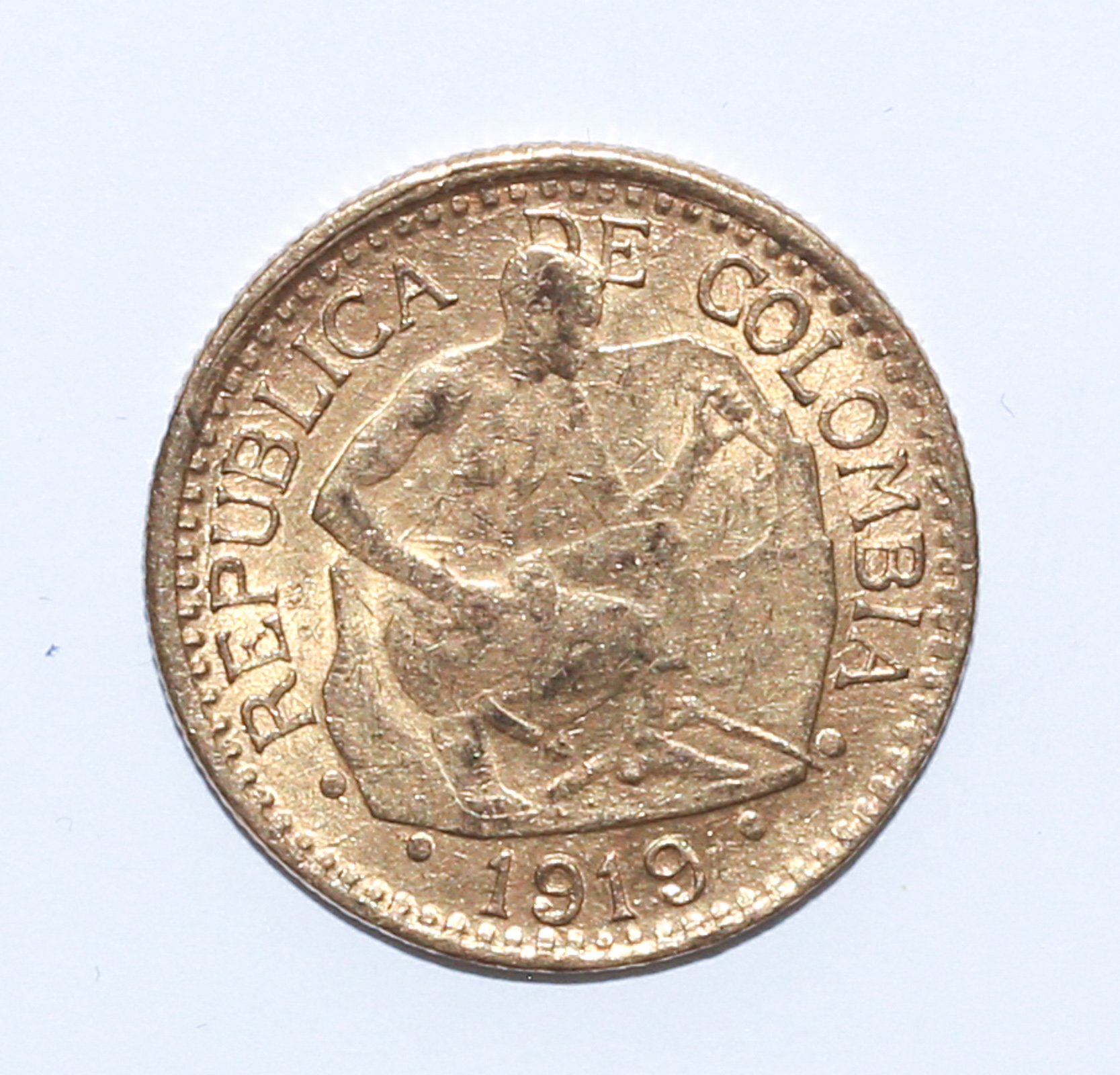 1919 COLUMBIAN GOLD 5 PESOS 22K