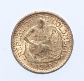 1919 COLUMBIAN GOLD 5 PESOS 22