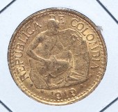 1919 COLUMBIAN GOLD 5 PESOS 19